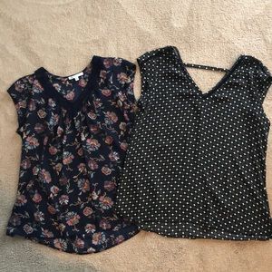 2 DR2 short (cap) sleeved v-neck blouses.